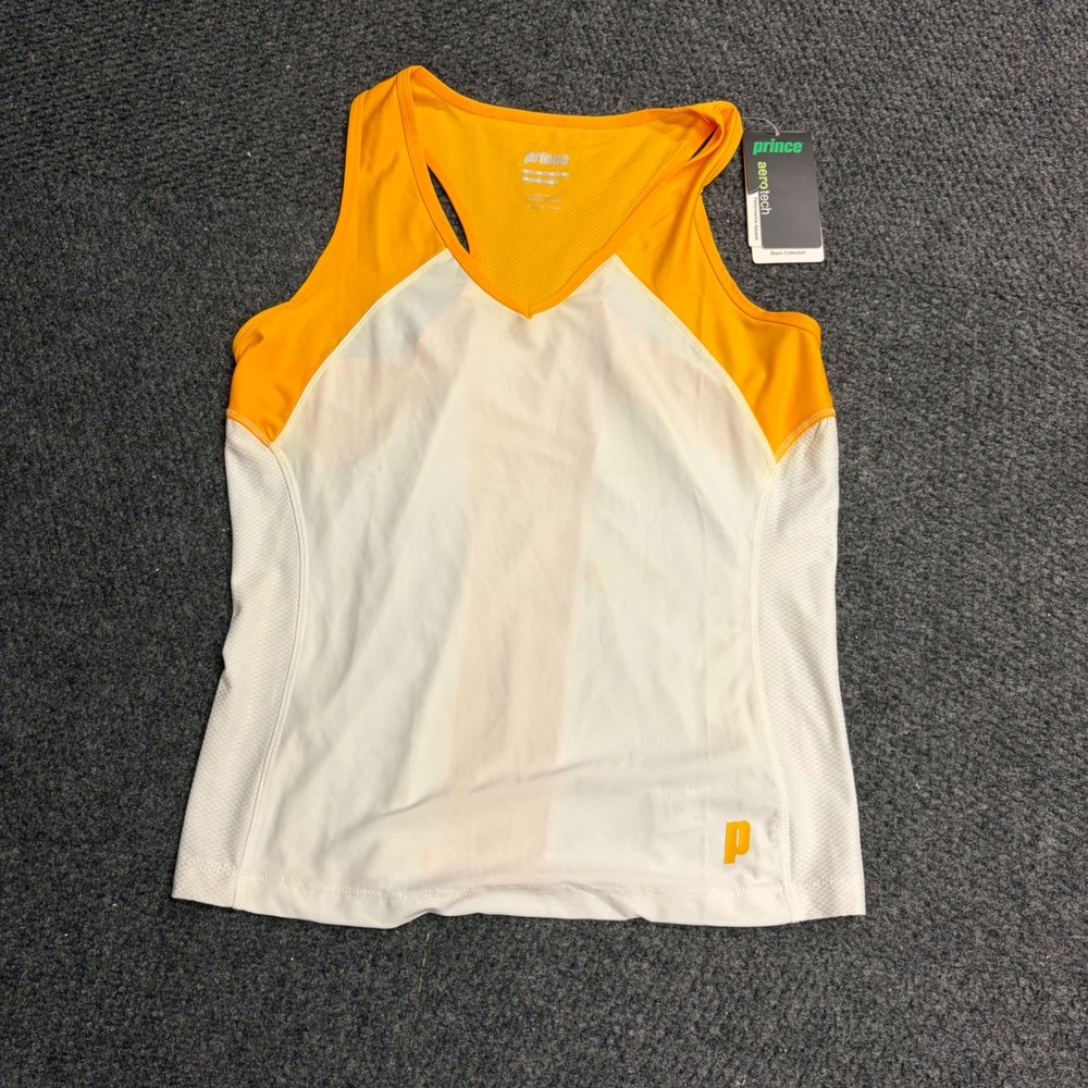 Prince AeroTech Comp Racer Tank 3 Womens Medium Orange White Tennis Top 471347